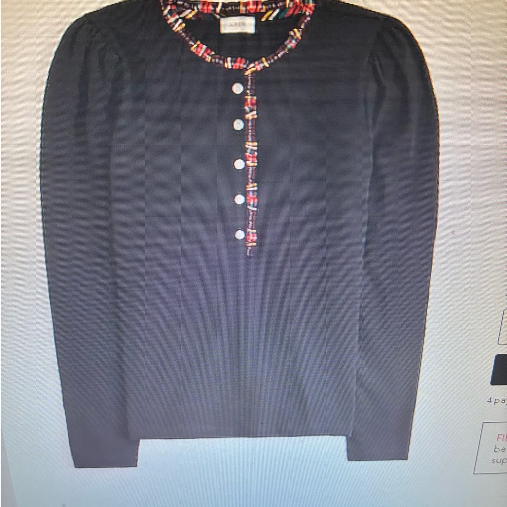 J. Crew Factory Black Top with Colorful Button Trim